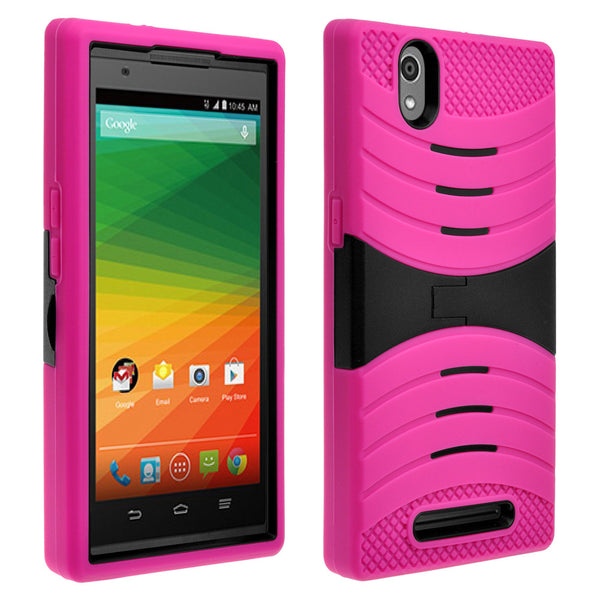 zte zmax heavy duty armor case - hot pink/black - www.coverlabusa.com