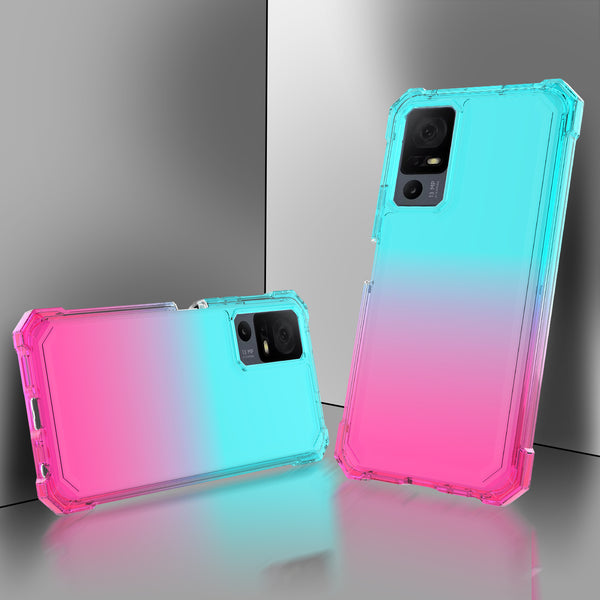 For Alcatel Jitterbug Smart 4 (2023) Case with Temper Glass Screen Protector Full-Body Rugged Protection - Teal/Pink