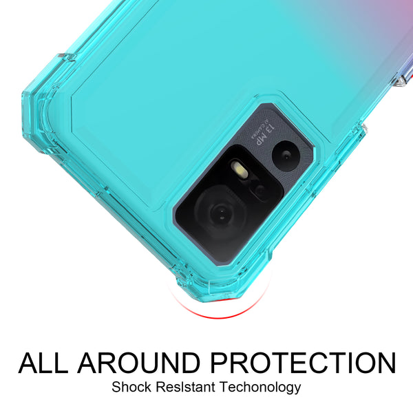 For Alcatel Jitterbug Smart 4 (2023) Case with Temper Glass Screen Protector Full-Body Rugged Protection - Teal/Pink