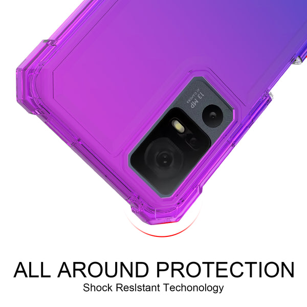 For Alcatel Jitterbug Smart 4 (2023) Case with Temper Glass Screen Protector Full-Body Rugged Protection - Purple/Blue