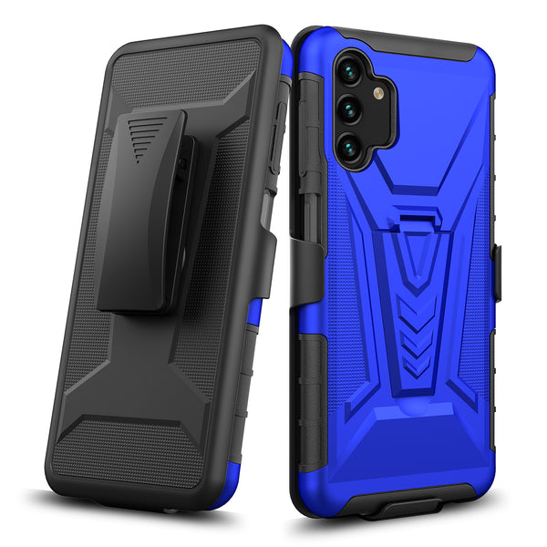 For Samsung Galaxy A14 5G Case ,A14 5G Case with Tempered Glass Screen Protector Heavy Duty Protective Phone Case,Built-in Kickstand Rugged Shockproof Protective Phone Case - Blue