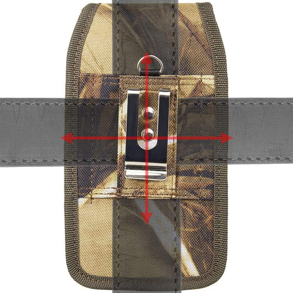 Case for Moto Razr+ Plus/Razr 2023 / Galaxy Z Flip 5 4 3 Phone Case Leather Vertical Pouch [Belt Loop, Metal Clip] for Samsung Z Flip 5 5G, Z Flip3 - Camo Hunter