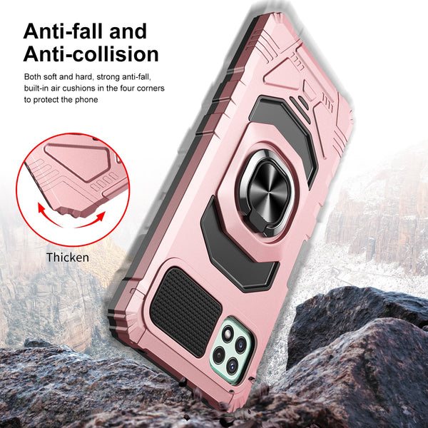 ring kickstand hyhrid phone case for boost celero 5g - rose gold - www.coverlabusa.com