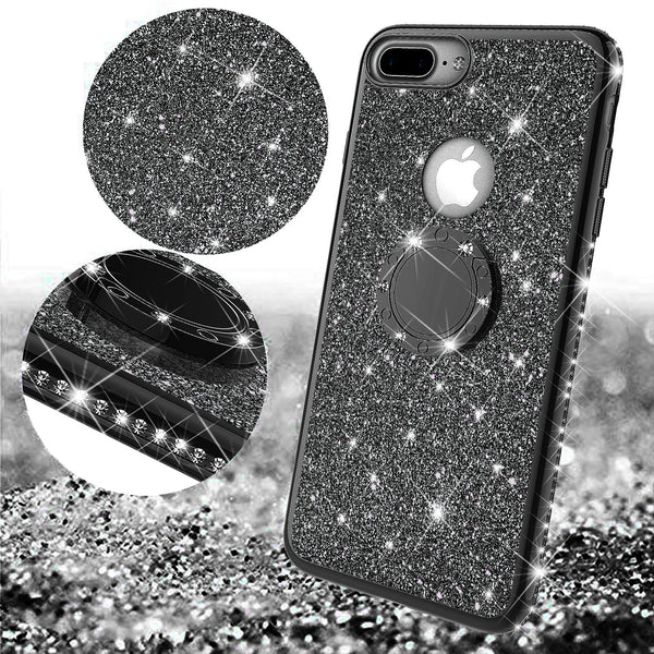apple iphone 7 glitter bling fashion case - black - www.coverlabusa.com
