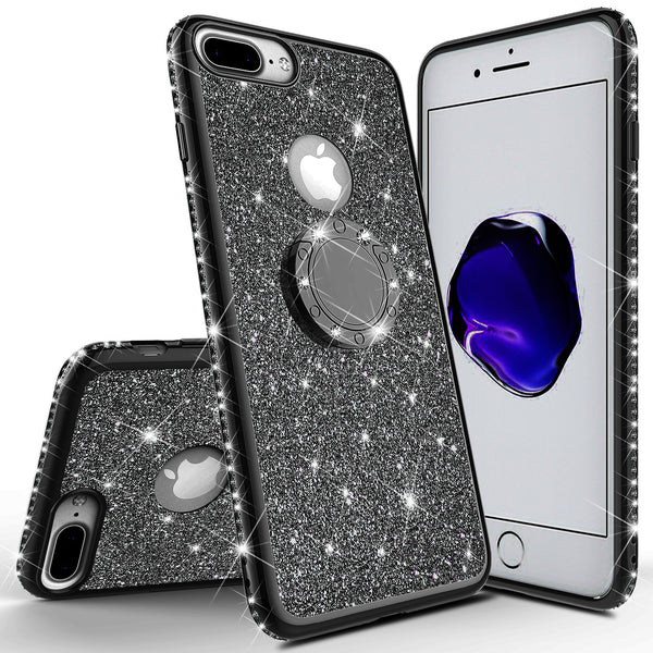 apple iphone 8 glitter bling fashion case - black - www.coverlabusa.com