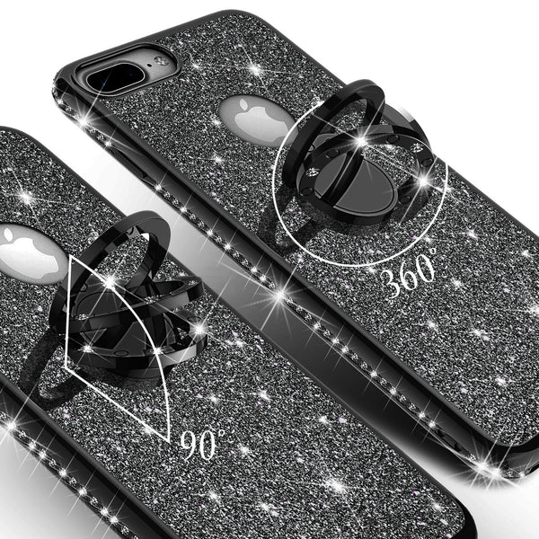 apple iphone 7 plus glitter bling fashion case - black - www.coverlabusa.com