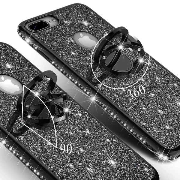 apple iphone 7 glitter bling fashion case - black - www.coverlabusa.com