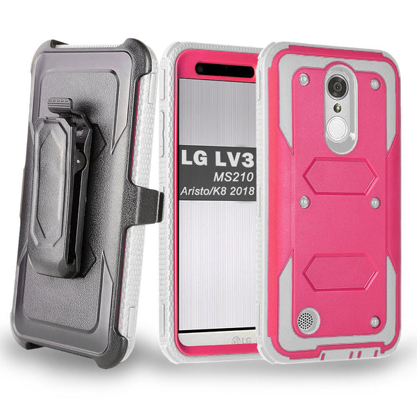 LG ARISTO holster case with screen protector - hot pink - www.coverlabusa.com