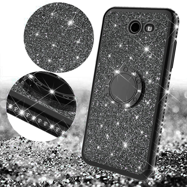 samsung galaxy j7 (2017) glitter bling fashion case - black - www.coverlabusa.com