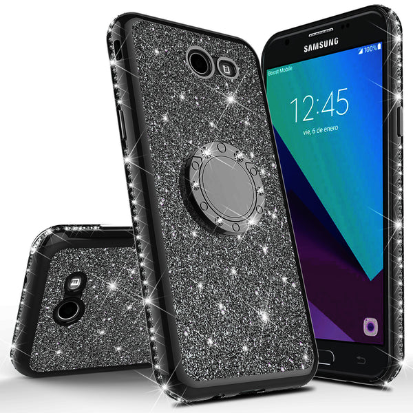 samsung galaxy j7 (2017) glitter bling fashion case - black - www.coverlabusa.com