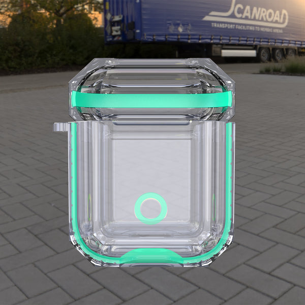apple airpods 1&2 clear crystal case - teal- www.coverlabusa.com