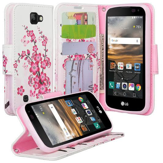 LG Optimus Zone 3 Cases | LG K4 Cases | LG Spree Cases | LG Rebel leather wallet case - cherry blossom - www.coverlabusa.com 
