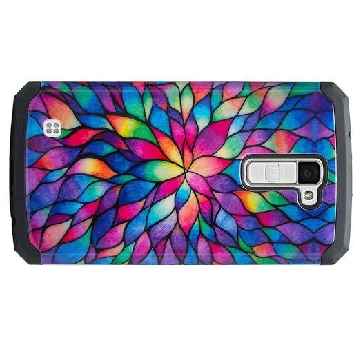 LG K7 / Tribute 5 / Treasure Case, Protective Hybrid, rainbow flower WWW.COVERLABUSA.COM