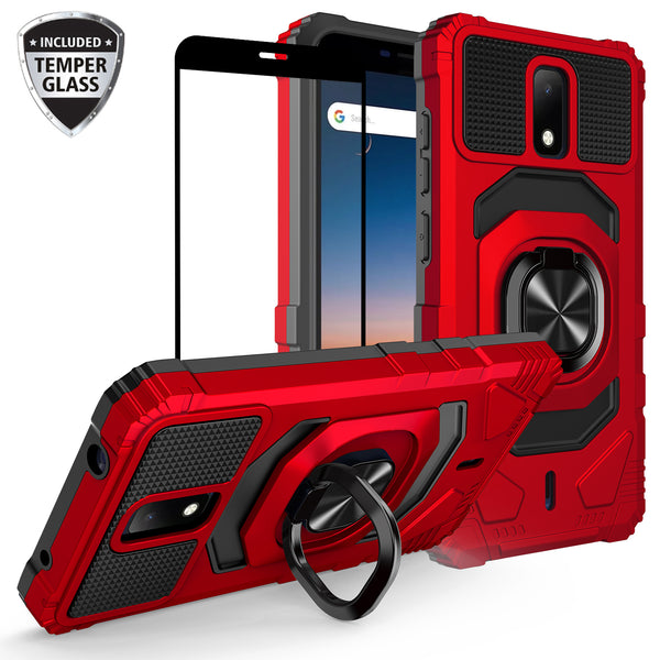 ring kickstand hyhrid phone case for cricket debut - red - www.coverlabusa.com