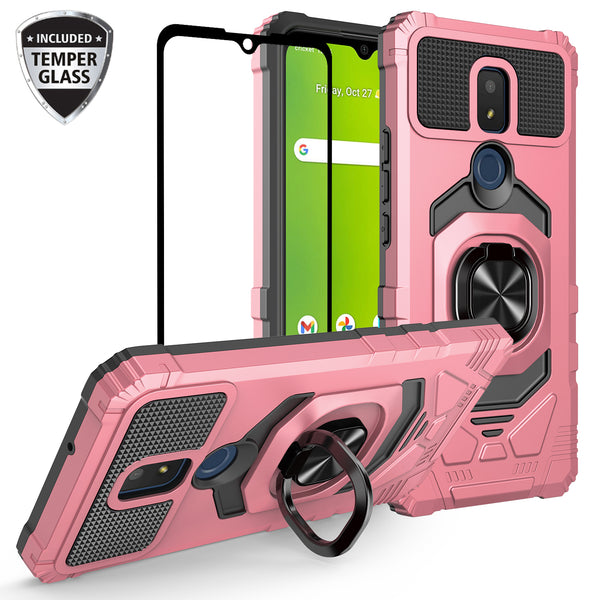 ring kickstand hyhrid phone case for cricket icon 3 - rose gold - www.coverlabusa.com