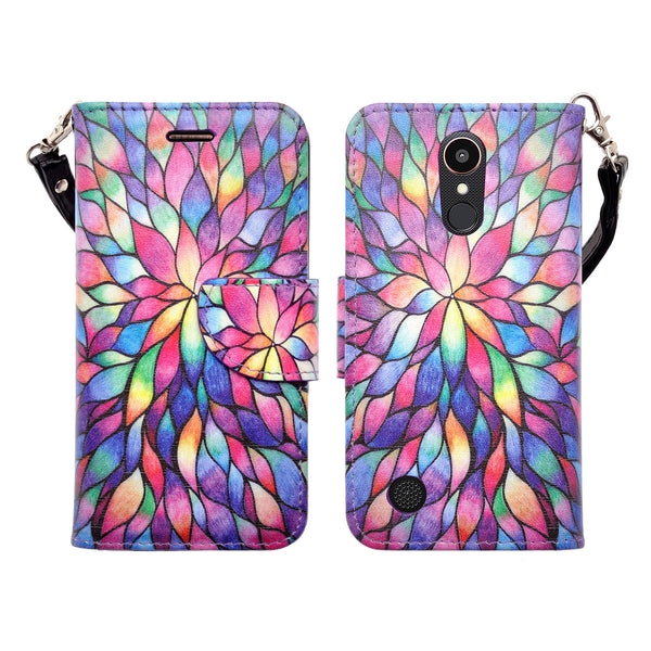 coolpad illumina/legacy go leather wallet case - rainbow flower - www.coverlabusa.com