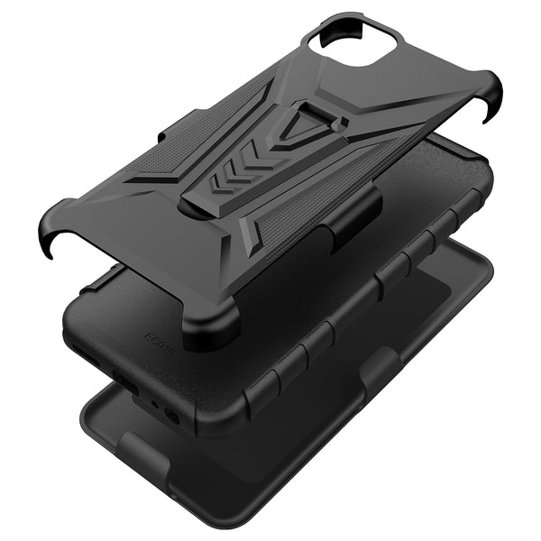 holster kickstand hyhrid phone case for boost celero 5g - black - www.coverlabusa.com