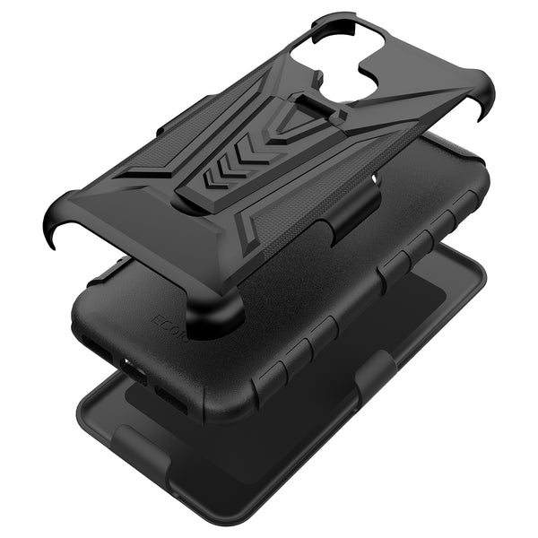 holster kickstand hyhrid phone case for cooplad suva - black - www.coverlabusa.com