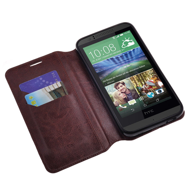 HTC Desire 510 leather wallet case - brown - www.coverlabusa.com