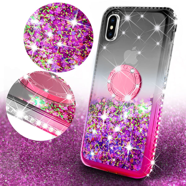 glitter ring phone case for Apple iPhone XS Max - black/hot pink gradient - www.coverlabusa.com