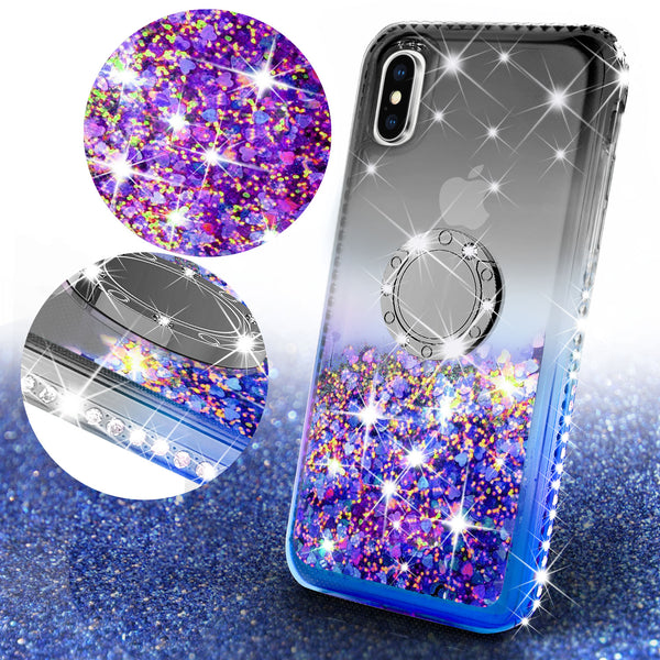 glitter ring phone case for Apple iPhone XS Max - black/blue gradient - www.coverlabusa.com 