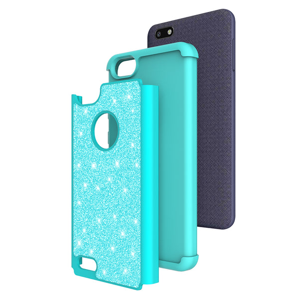 ZTE Blade Force Glitter Hybrid Case - Teal - www.coverlabusa.com