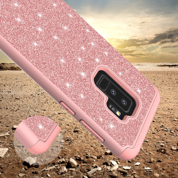Samsung Galaxy S9 Plus Glitter Hybrid Case - Rose Gold - www.coverlabusa.com