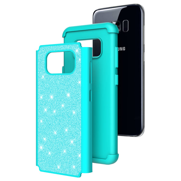 Samsung Galaxy S8 Glitter Hybrid Case - Teal - www.coverlabusa.com