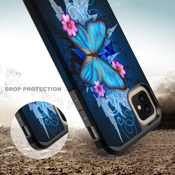 apple iphone 11 pro hybrid case - blue butterfly - www.coverlabusa.com
