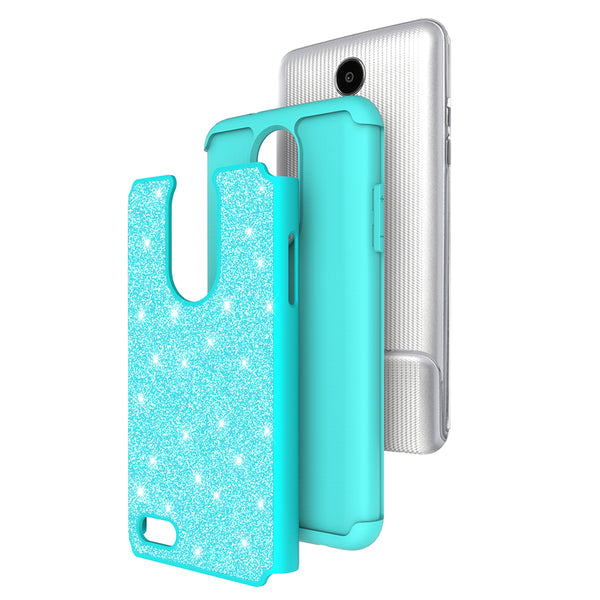 LG Aristo 2 Glitter Hybrid Case - Teal - www.coverlabusa.com