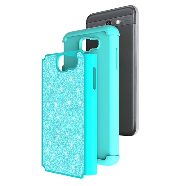  Galaxy J7 2017 Glitter Hybrid Case - Teal - www.coverlabusa.com