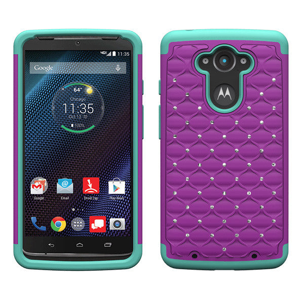 Motorola Droid Turbo Rhinestone Case - purple/teal - www.coverlabusa.com