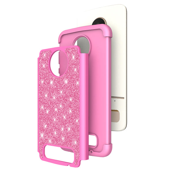 Motorola Moto Z2 Play Glitter Hybrid Case - Hot Pink - www.coverlabusa.com
