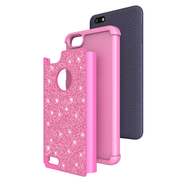 ZTE Blade Force Glitter Hybrid Case - Hot Pink - www.coverlabusa.com