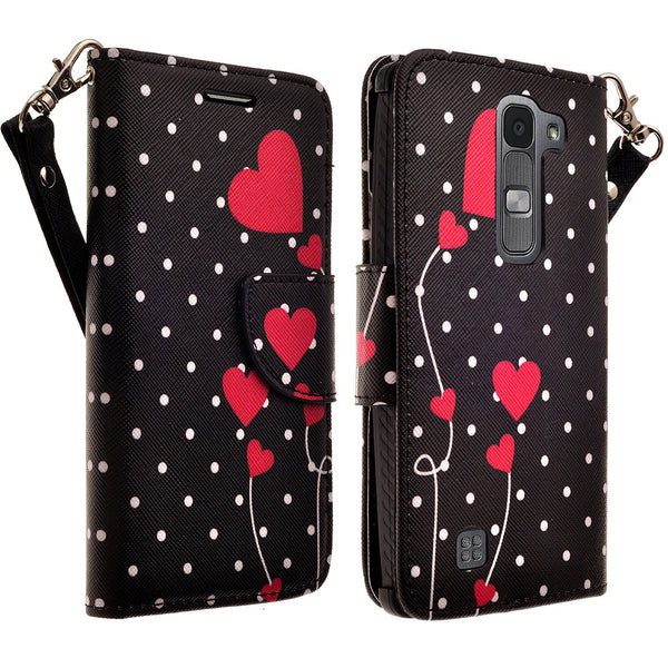 lg volt2 wallet case - polka dot hearts - www.coverlabusa.com