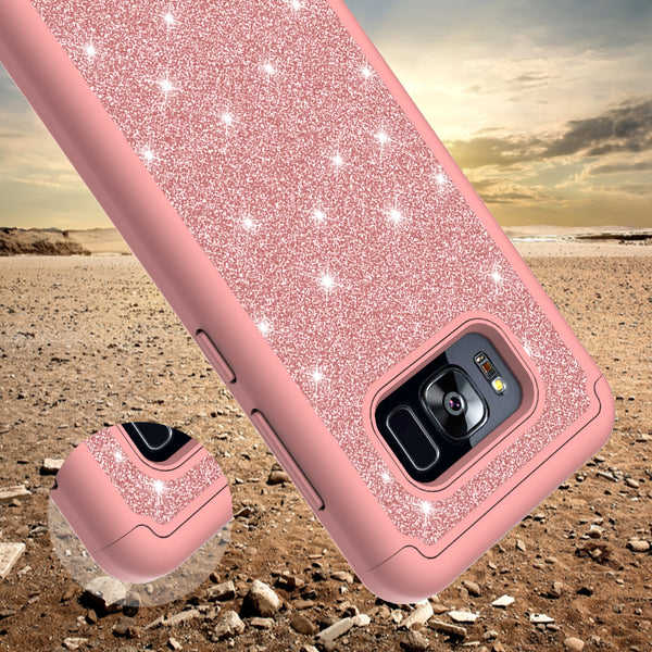 Samsung Galaxy S8 Glitter Hybrid Case - Rose Gold - www.coverlabusa.com