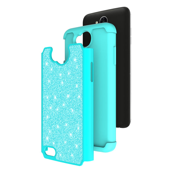 LG X Power 2 Glitter Hybrid Case - Teal - www.coverlabusa.com