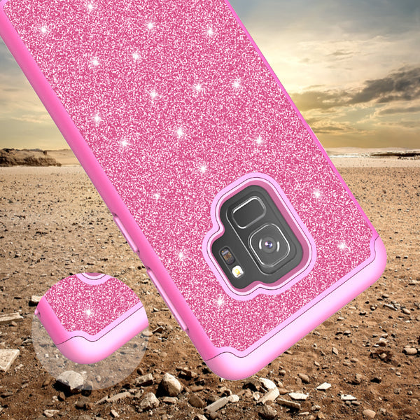 Samsung Galaxy S9 Glitter Hybrid Case - Hot Pink - www.coverlabusa.com