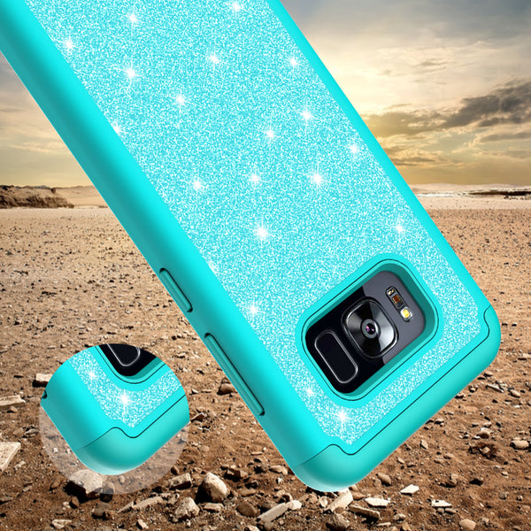 Samsung Galaxy S8 Glitter Hybrid Case - Teal - www.coverlabusa.com