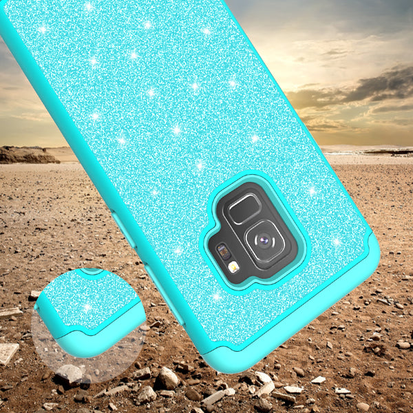 Samsung Galaxy S9 Glitter Hybrid Case - Teal - www.coverlabusa.com