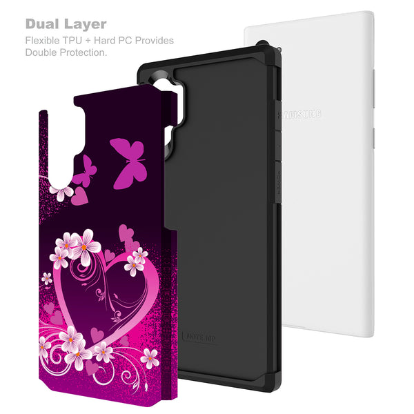 samsung galaxy note 10 hybrid case - heart butterflies - www.coverlabusa.com