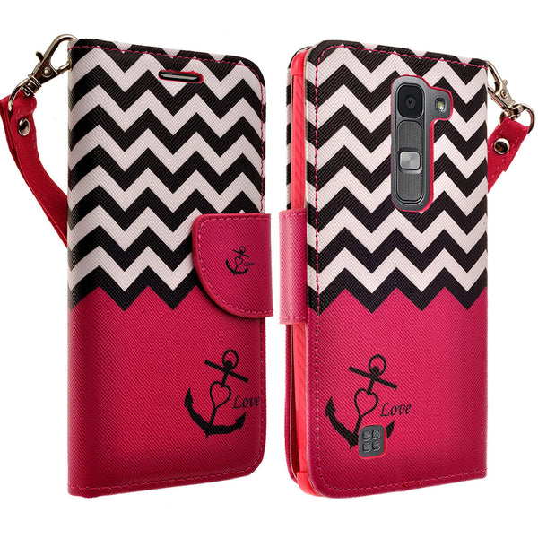 lg volt2 wallet case - hot pink anchor - www.coverlabusa.com