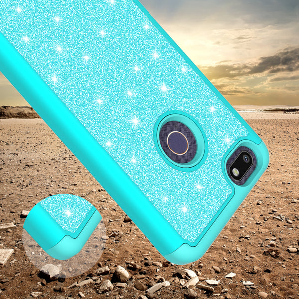 ZTE Blade X Glitter Hybrid Case - Teal - www.coverlabusa.com