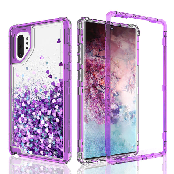 hard clear glitter phone case for samsung galaxy note 10 - purple - www.coverlabusa.com 