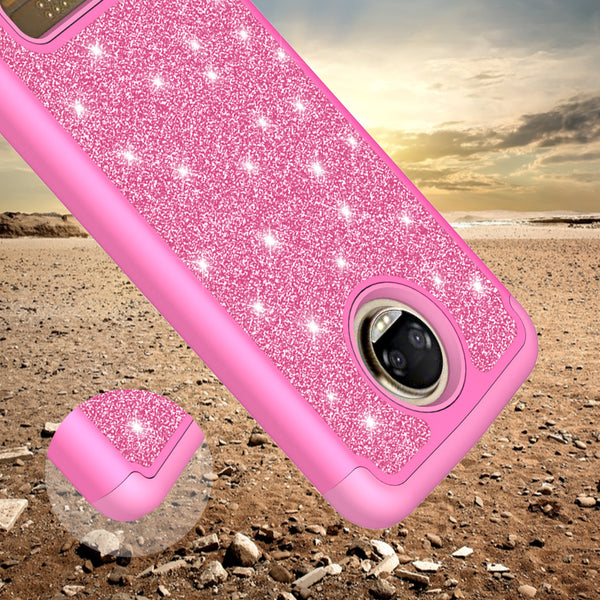 Motorola Moto Z2 Force Glitter Hybrid Case - Hot Pink - www.coverlabusa.com