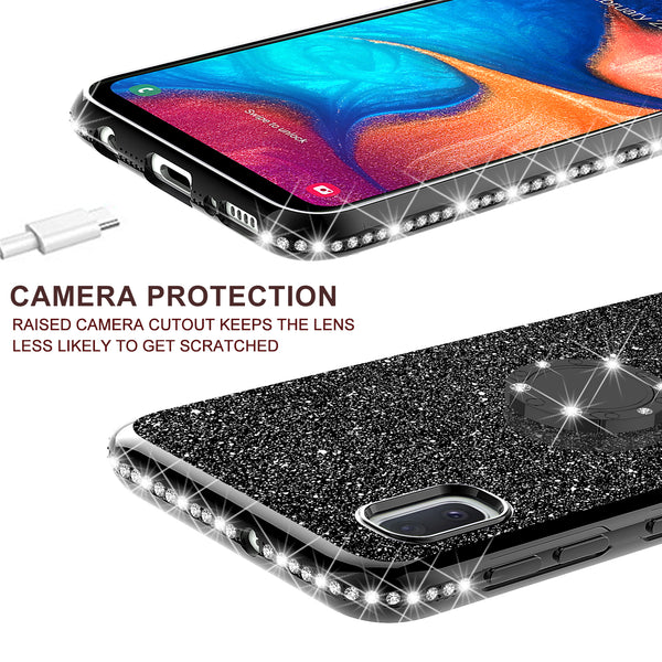 samsung galaxy a10e glitter bling fashion case - black - www.coverlabusa.com