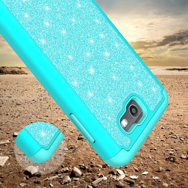  Galaxy J7 2017 Glitter Hybrid Case - Teal - www.coverlabusa.com