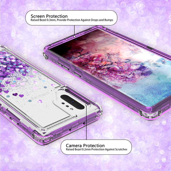 hard clear glitter phone case for samsung galaxy note 10 - purple - www.coverlabusa.com 