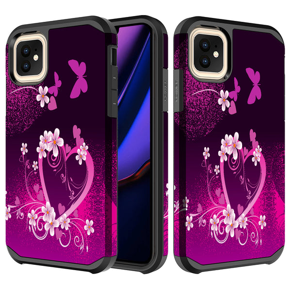 apple iphone 12 hybrid case - heart butterflies - www.coverlabusa.com