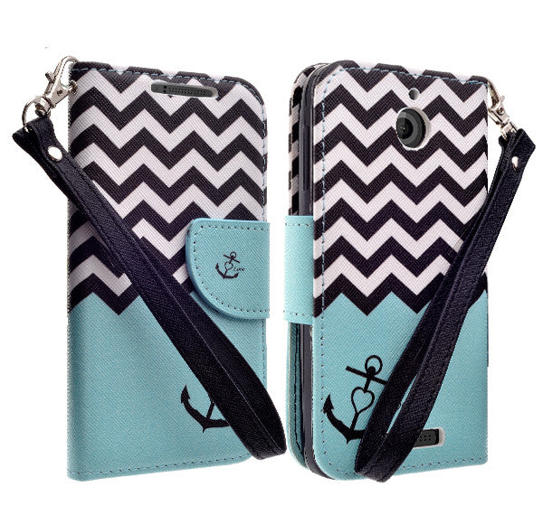 htc desire 510 leather wallet case - teal anchor - www.coverlabusa.com